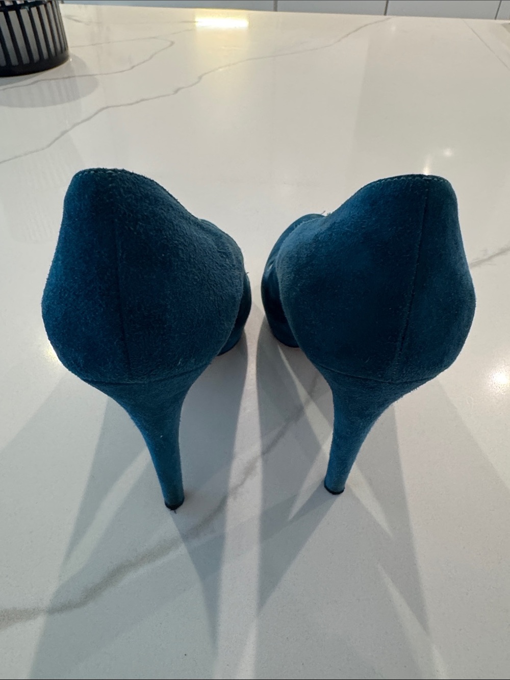 Prada Teal Suede Stiletto Pumps - Women's - Picture 7 of 7